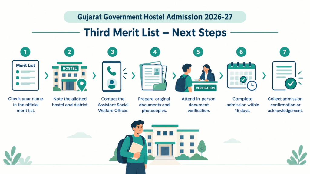 Gujarat Government Hostel third merit list admission step by step process